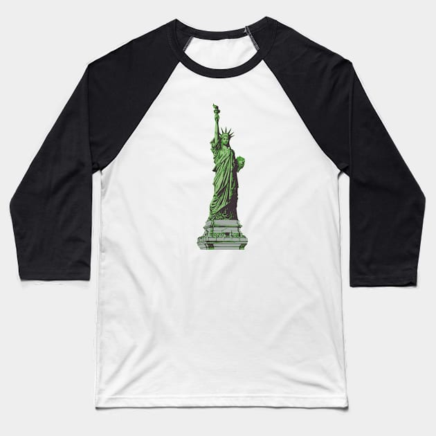 statue of liberty print independence day new york Baseball T-Shirt by gossiprag